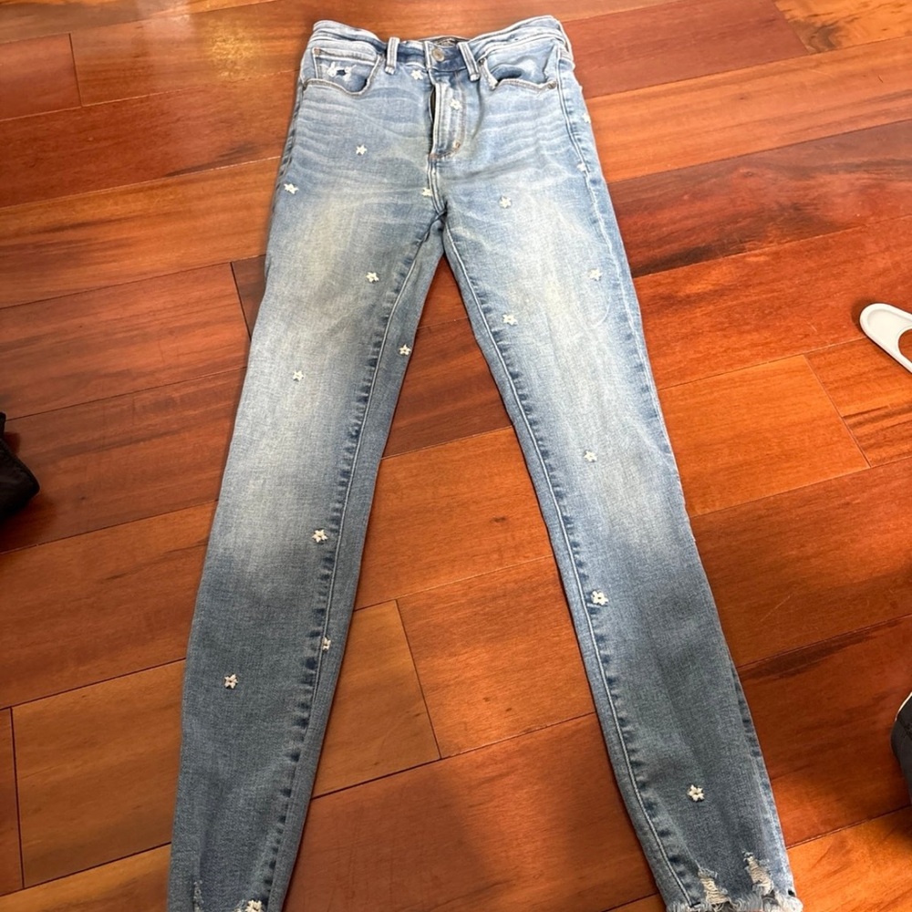 Women's Light Blue Embroidered Jeans